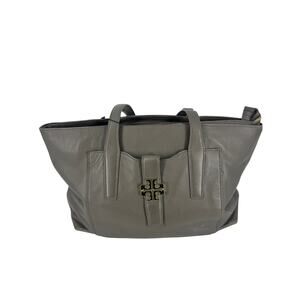 Tory Burch Gray Leather Meyer Plaque Tote Purse